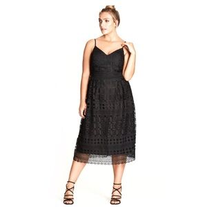 City Chic Sublime Plus Crocheted Lace Fit & Flare Dress